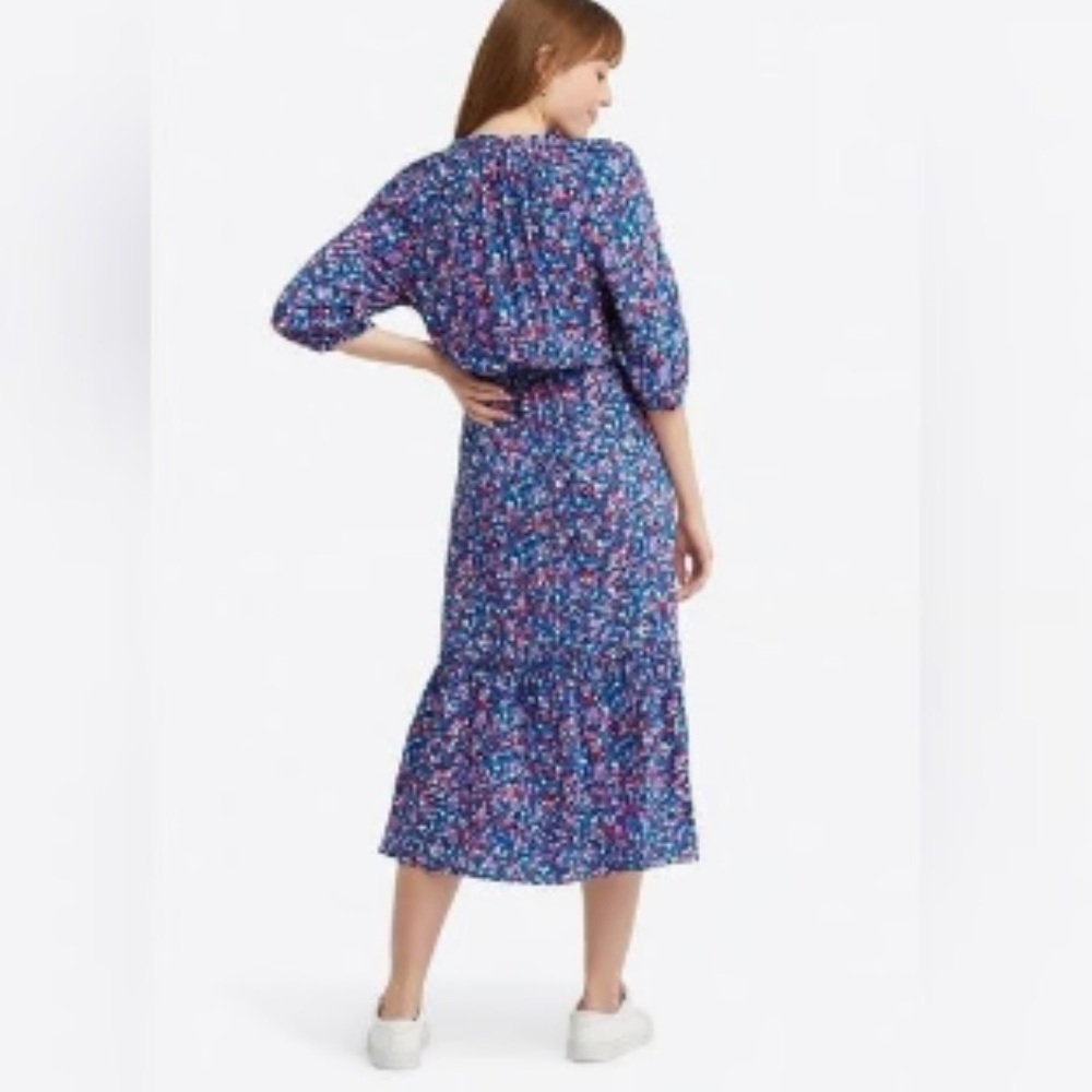 Draper James Blue Floral Wrap-Style Midi Dress Plus Size